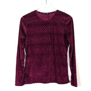 Zara Crimson Sheer Velvet Shirt Women's Medium